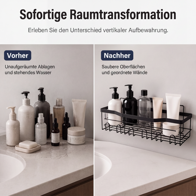 🧴 50 % Rabatt – Dusch-Organizer-Set mit starken Klebehaken – aus robustem, rostfreiem Metall, für Shampoo-Flaschen, Duschgel & Handtücher – einfach zu montieren ✨