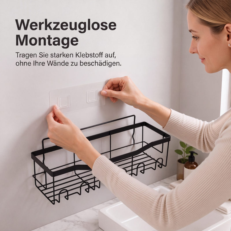 🧴 50 % Rabatt – Dusch-Organizer-Set mit starken Klebehaken – aus robustem, rostfreiem Metall, für Shampoo-Flaschen, Duschgel & Handtücher – einfach zu montieren ✨