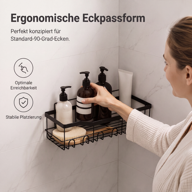 🧴 50 % Rabatt – Dusch-Organizer-Set mit starken Klebehaken – aus robustem, rostfreiem Metall, für Shampoo-Flaschen, Duschgel & Handtücher – einfach zu montieren ✨