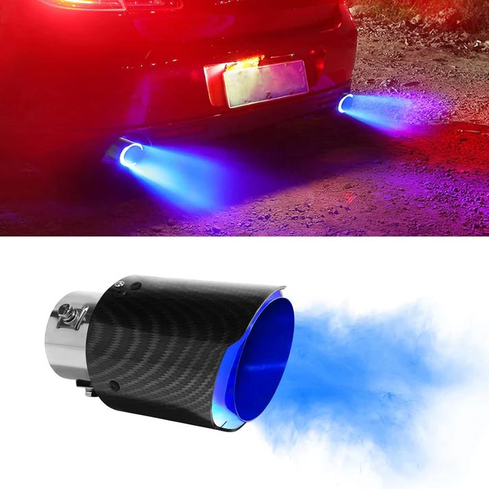 🚗 50% RABATT! 🔥 LED-Auspuffspitze – Rot/blau, Feuereffekt & Carbon-Optik ✨