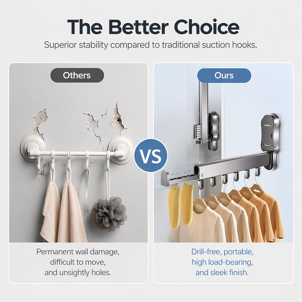 📢 LIMITED TIME 50% OFF! ⏰ Space-Saving Drying Rack – Retractable Design, Vacuum Suction, Aerospace-Grade Aluminum Alloy ✨