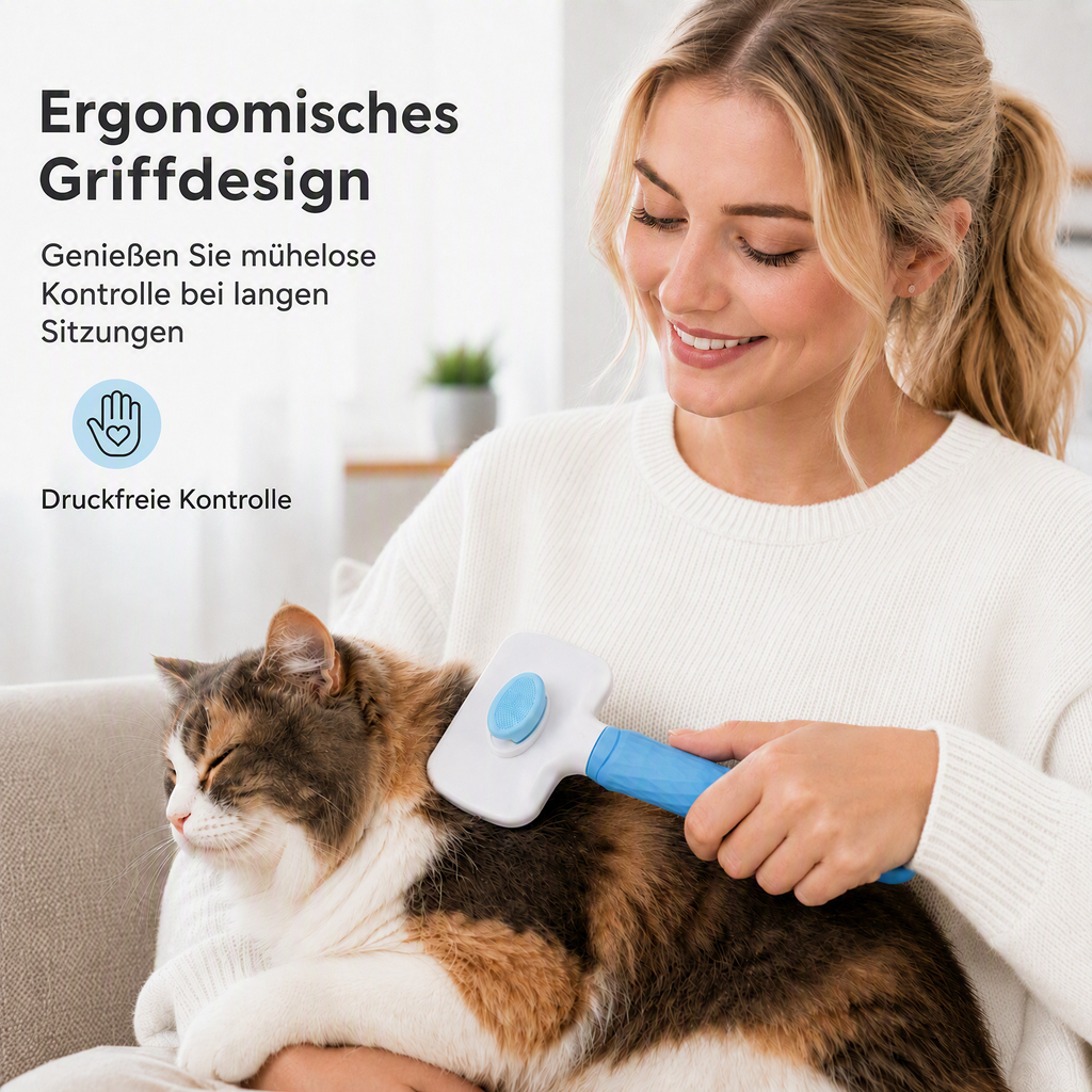 🛍️ 50 % Rabatt – Selbstreinigende Haustier-Entfilzungsbürste – entfernt loses Fell, löst Verfilzungen & massiert die Haut – für Hunde & Katzen 🐾