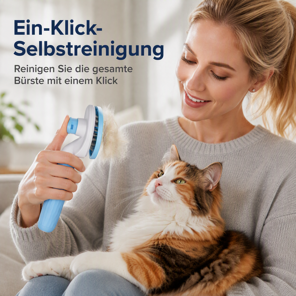 🛍️ 50 % Rabatt – Selbstreinigende Haustier-Entfilzungsbürste – entfernt loses Fell, löst Verfilzungen & massiert die Haut – für Hunde & Katzen 🐾