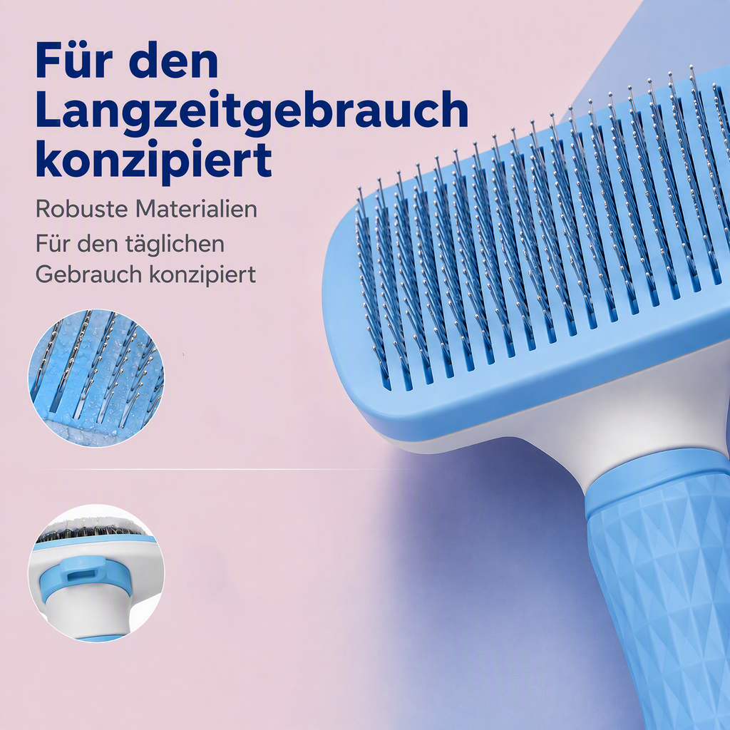 🛍️ 50 % Rabatt – Selbstreinigende Haustier-Entfilzungsbürste – entfernt loses Fell, löst Verfilzungen & massiert die Haut – für Hunde & Katzen 🐾