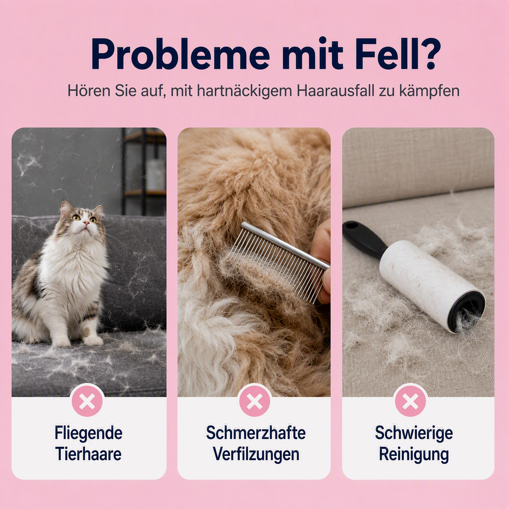 🛍️ 50 % Rabatt – Selbstreinigende Haustier-Entfilzungsbürste – entfernt loses Fell, löst Verfilzungen & massiert die Haut – für Hunde & Katzen 🐾