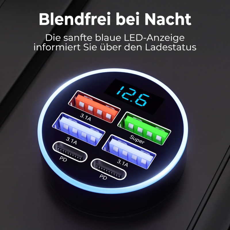📢📢50% RABATT !!⏰6-in-1-Schnellladegerät für Autos mit Spannungsanzeige