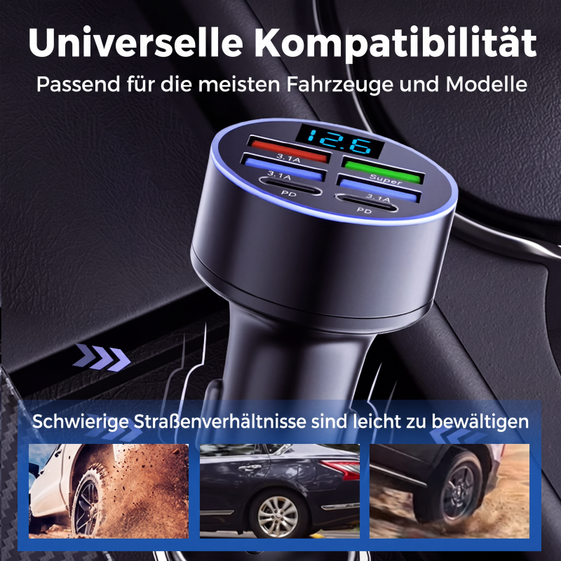 📢📢50% RABATT !!⏰6-in-1-Schnellladegerät für Autos mit Spannungsanzeige