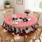 🛍️ 50 % Rabatt – Tischdecke im Landhausstil mit rotem Karomuster & farbenfrohem Hahn-Print – aus hochwertiger, waschbarer Baumwolle – ideal für Küche & Bauerhof-Stil 🐓