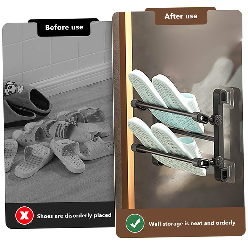 👟 50 % Rabatt – Faltbarer Wand-Schuhhalter für Tür & Bad – ohne Bohren, platzsparend & vielseitig für Hausschuhe & Badeschuhe 🚪