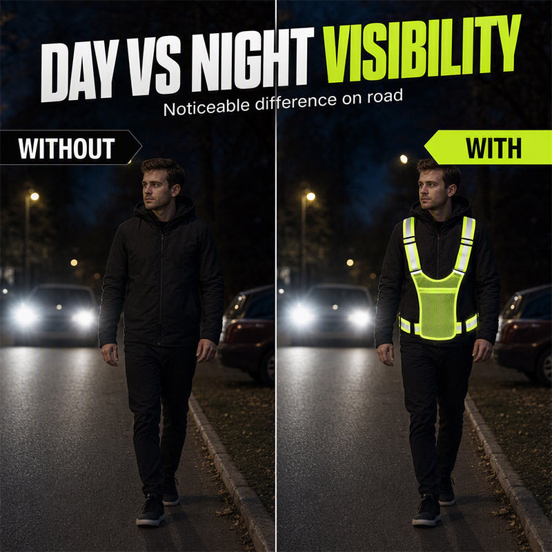High Visibility Reflective Vest Adjustable Safety Running Gear with Pocket