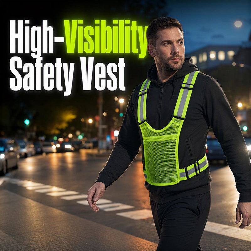 High Visibility Reflective Vest Adjustable Safety Running Gear with Pocket