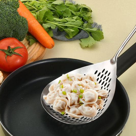 🍜 Schaumlöffel aus Edelstahl 304 – Großer Küchenhelfer mit langem Griff zum Kochen, Abseihen und Frittieren