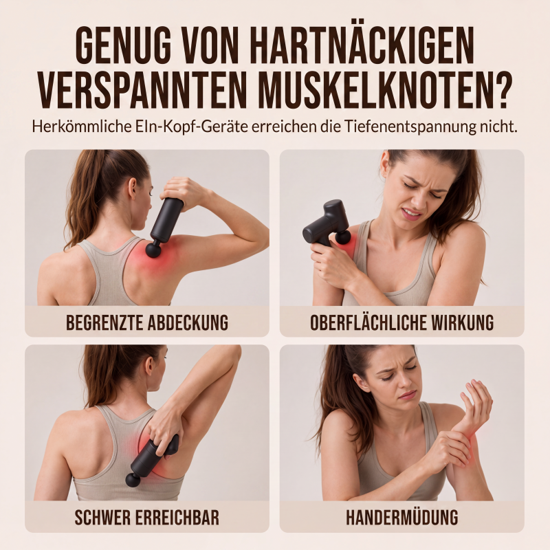 💆‍♀️🔥Faszien-Massagepistole mit mehreren Aufsätzen für die Tiefengewebsmassage