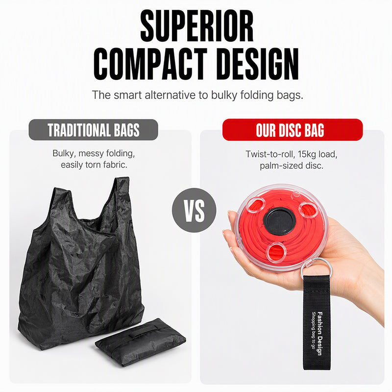 🎁 1+1 GRATIS 👜 Ultraflache Falttasche mit Gürtelclip – ausziehbar & wiederverwendbar, ideal für Einkauf & Unterwegs