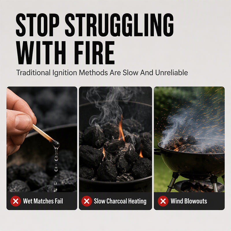 🔥 Multifunktionales Sturmfeuerzeug mit Brennerflamme – Für Grill, Holzkohle, Camping und Outdoor