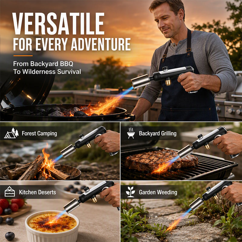 🔥 Multifunktionales Sturmfeuerzeug mit Brennerflamme – Für Grill, Holzkohle, Camping und Outdoor