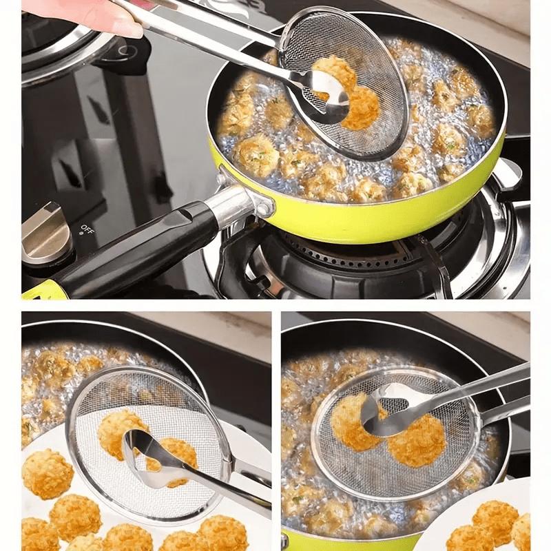 🎉 NUR FÜR BEGRENZTE ZEIT 50 % RABATT! 🥢 2-in-1-Zange aus Edelstahl und Ölabseihsieb – feines Netz, ergonomischer Griff und leicht zu reinigen ✨