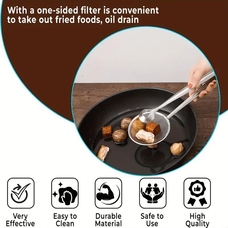 🎉 NUR FÜR BEGRENZTE ZEIT 50 % RABATT! 🥢 2-in-1-Zange aus Edelstahl und Ölabseihsieb – feines Netz, ergonomischer Griff und leicht zu reinigen ✨