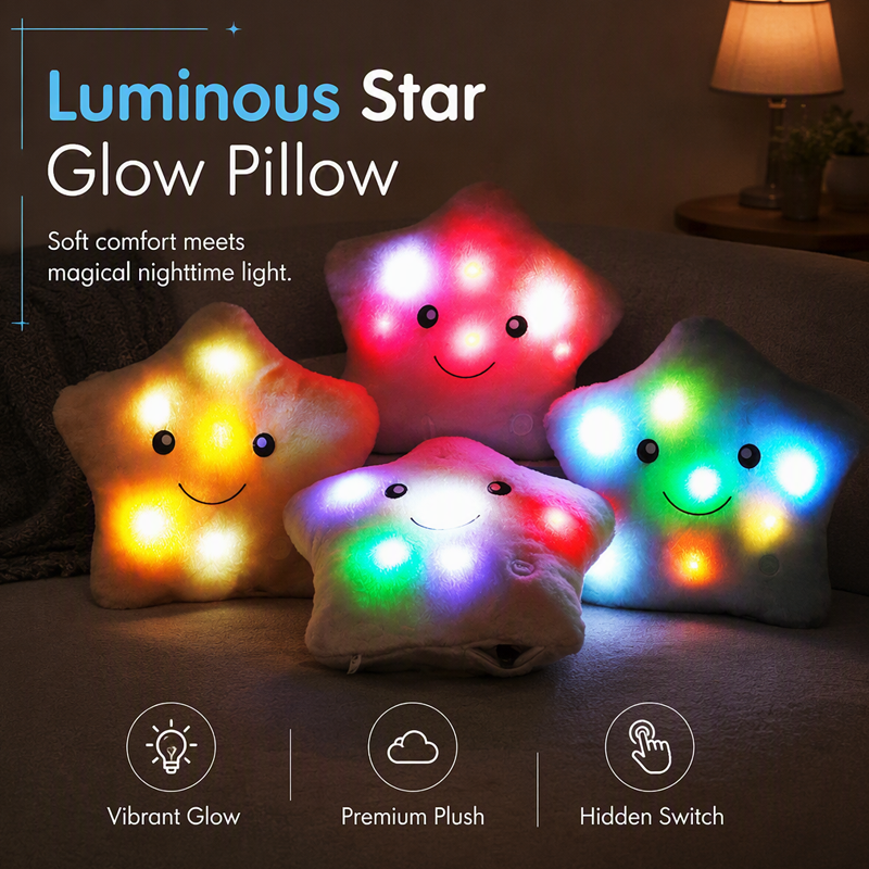 ⭐🎶 Leuchtendes Stern-Kissen mit LED-Lichtern und Musik – Buntes Kuschelkissen als Geschenk zum Geburtstag