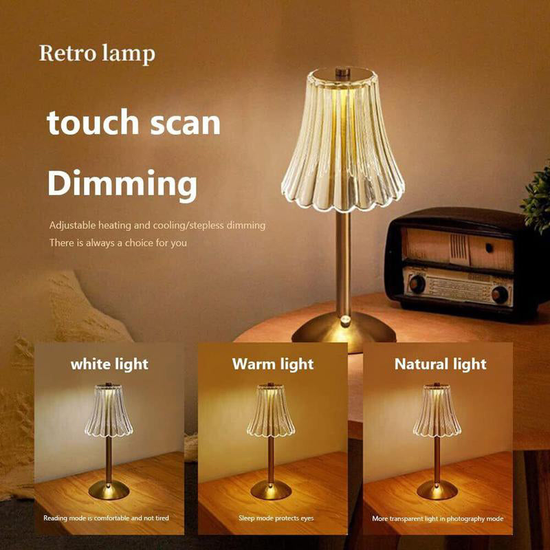 💡 Akku-Tischlampe im Retro-Design – Touch-Steuerung mit 3 Lichtfarben und elegantem goldfarbenem Finish