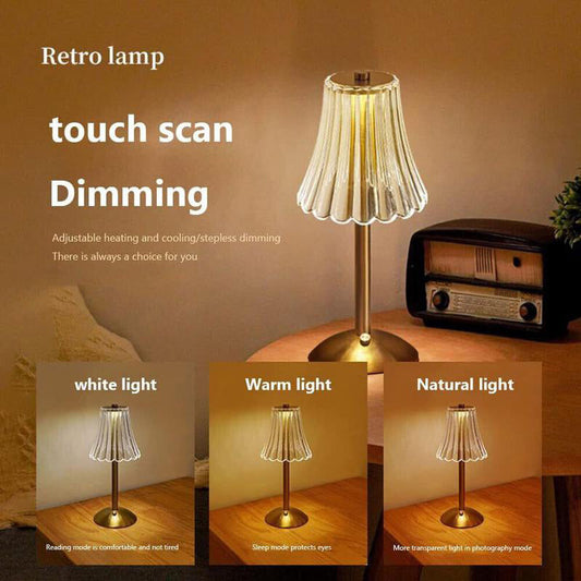 💡 Akku-Tischlampe im Retro-Design – Touch-Steuerung mit 3 Lichtfarben und elegantem goldfarbenem Finish