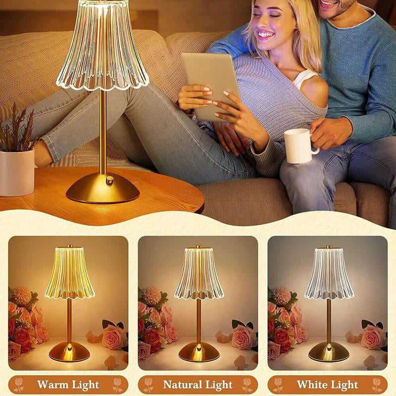 💡 Akku-Tischlampe im Retro-Design – Touch-Steuerung mit 3 Lichtfarben und elegantem goldfarbenem Finish