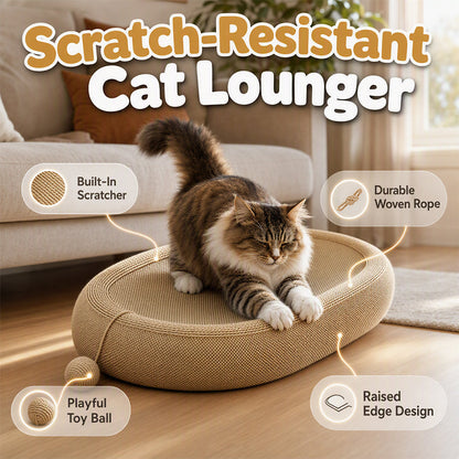 🐱 50% RABATT! 🛏️ Strapazierfähiges Sisal-Kratzbett für Katzen – Langlebige Kratzfläche, ovale Form & inkl. Spielzeug – Perfekt zum Spielen & Ausruhen ✨
