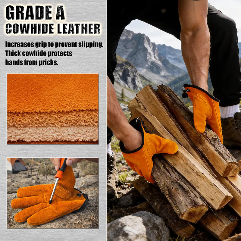 📢📢50% OFF !! ⏰Outdoor Thickened Wear-Resistant Cowhide Work Gloves