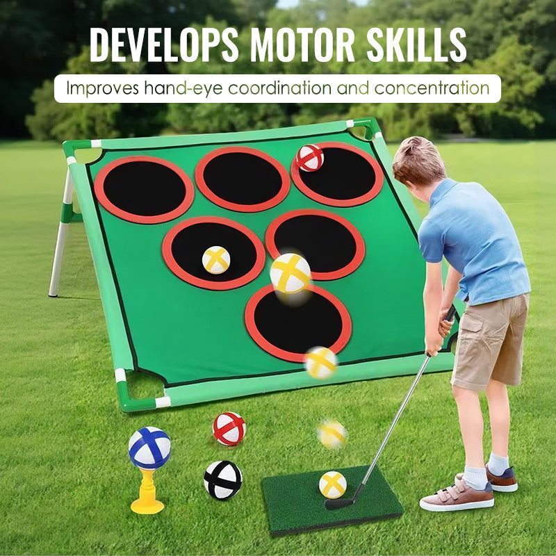 ⛳ Golf-Spielset mit Ziel und Abschlagmatte – Spaßiges Freizeitspiel für drinnen und draußen