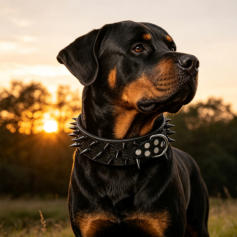 🐕 Robustes Hundehalsband mit Nieten – Strapazierfähiges Halsband für große Hunde und tägliche Spaziergänge