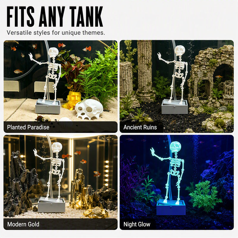 💀 50 % Rabatt! Tanzender Totenkopf für Aquarium – Bewegliche Unterwasser-Dekoration für Fischbecken