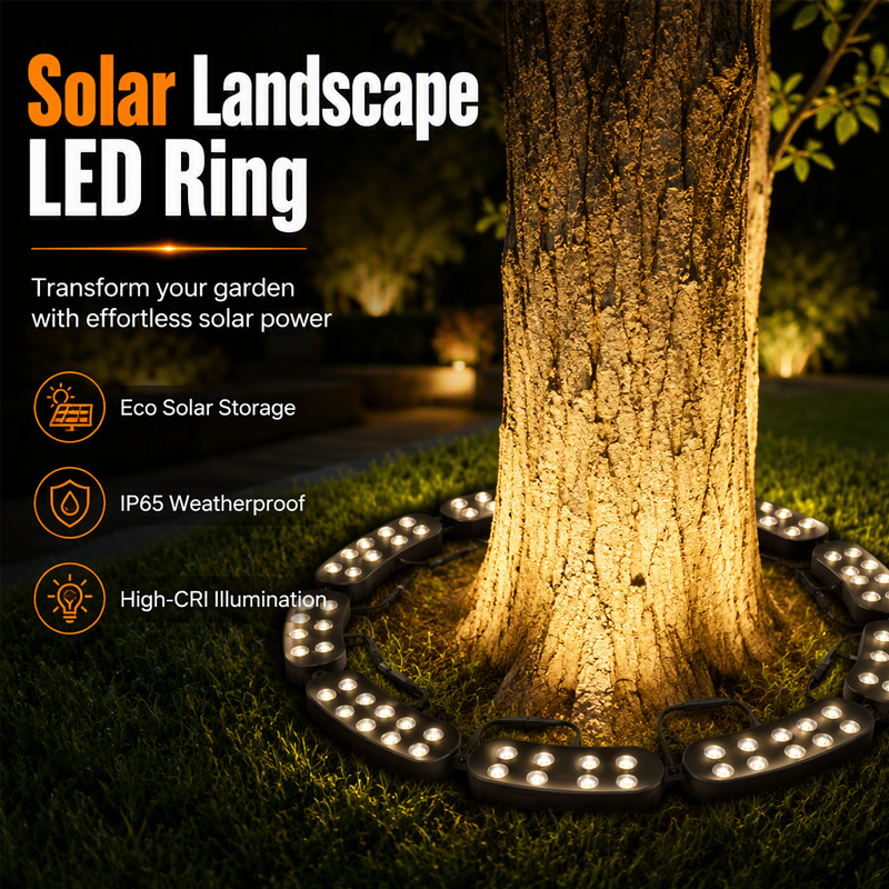 🌳💡Solar-Baumbeleuchtung in Ringform – Wetterfeste Außenstrahler für Bäume, Säulen und den Garten