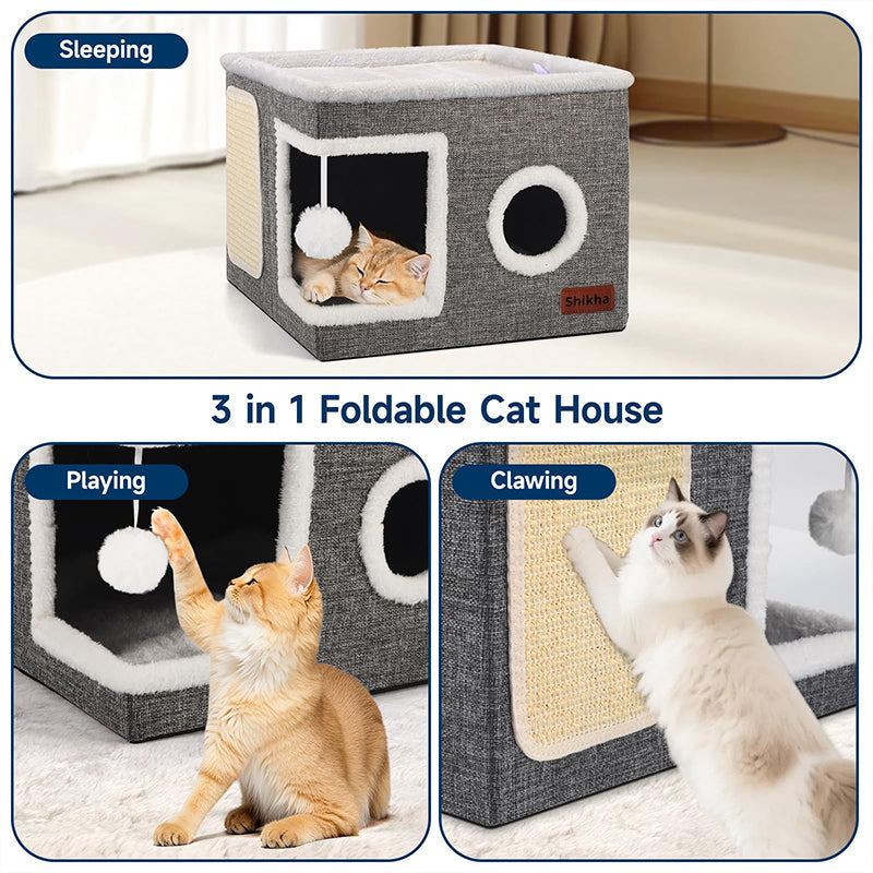 🐾 2-in-1 Faltbarer Haustierhocker mit Stauraum – Gemütliches Katzen- & Hundebett und praktischer Sitzhocker