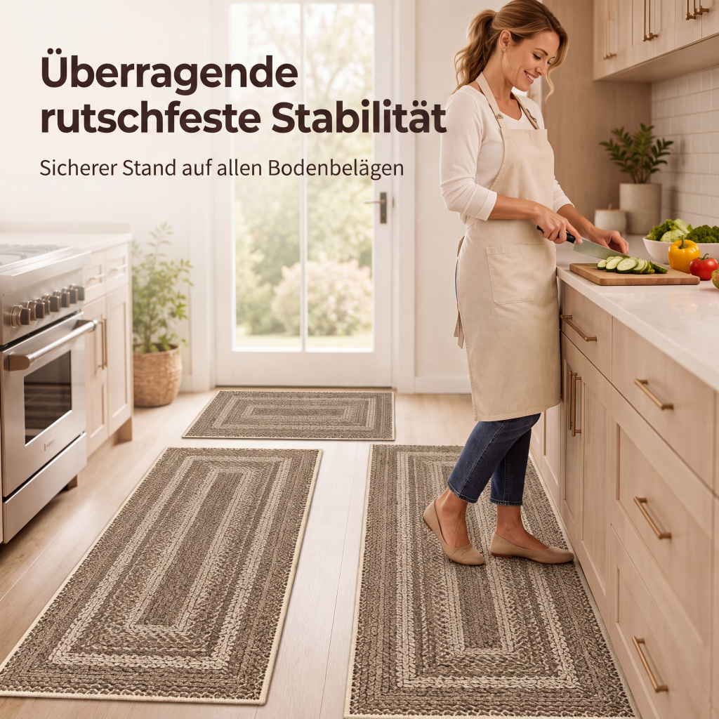 🏠 Küchenläufer mit rutschfester Unterseite – Schmutzabweisend und pflegeleicht für einen sauberen Küchenboden