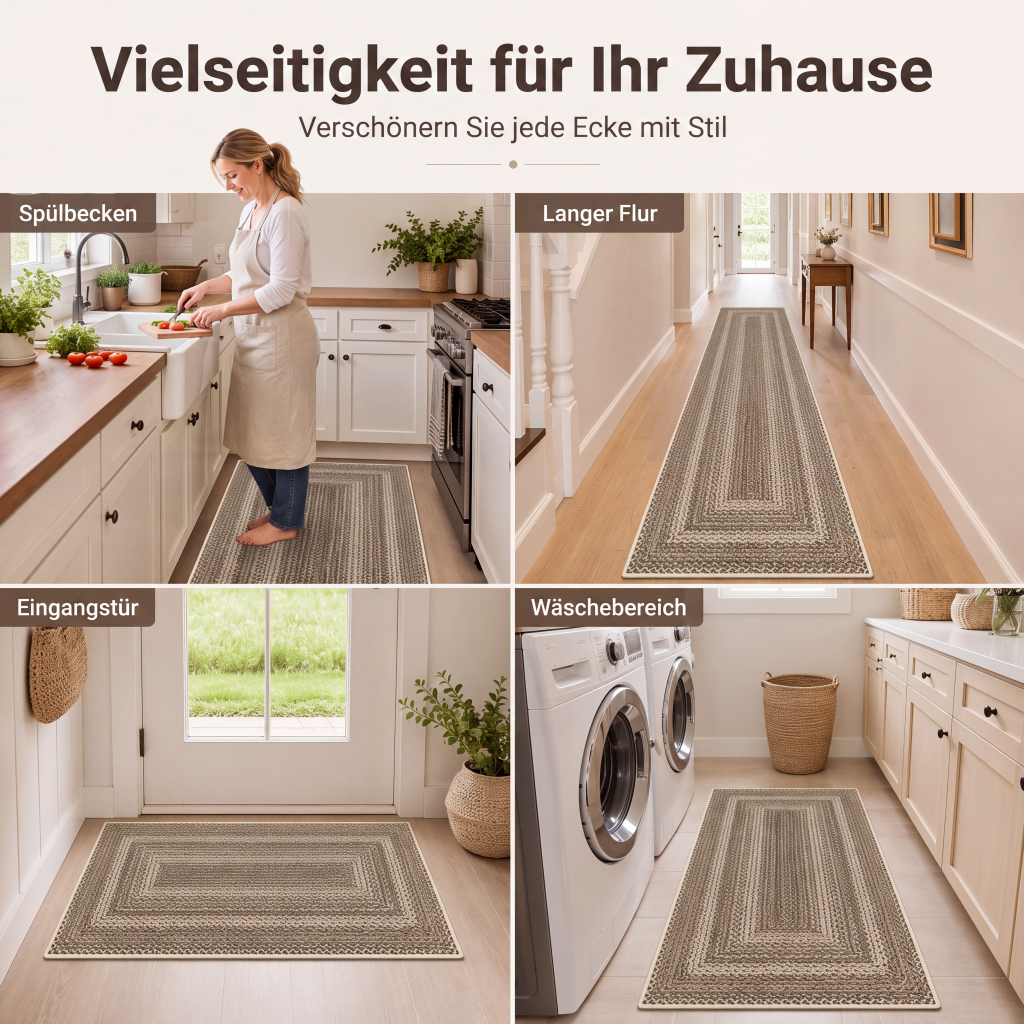 🏠 Küchenläufer mit rutschfester Unterseite – Schmutzabweisend und pflegeleicht für einen sauberen Küchenboden