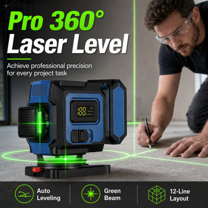 🔧📐 12-Linien Kreuzlinienlaser mit grünem Laser – Selbstnivellierende Laser-Wasserwaage für präzises Ausrichten und Messen