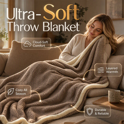 🛋️✨ Doppellagige Kuscheldecke aus weichem Stoff – Extra warme Sofadecke für Zuhause, Sofa und Bett