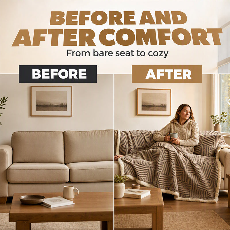 🛋️✨ Doppellagige Kuscheldecke aus weichem Stoff – Extra warme Sofadecke für Zuhause, Sofa und Bett