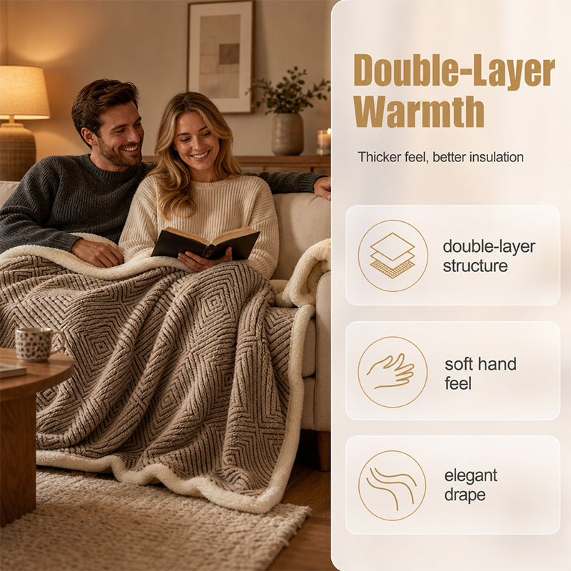 🛋️✨ Doppellagige Kuscheldecke aus weichem Stoff – Extra warme Sofadecke für Zuhause, Sofa und Bett