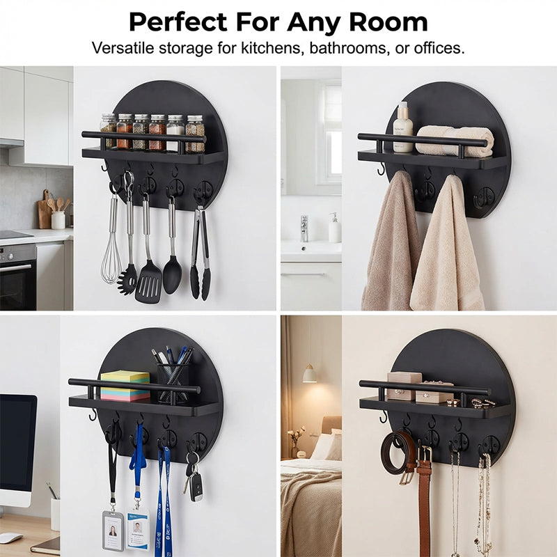 Wall Mount Key Holder with Shelf & Hooks