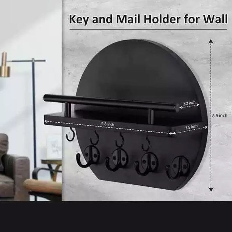 Wall Mount Key Holder with Shelf & Hooks