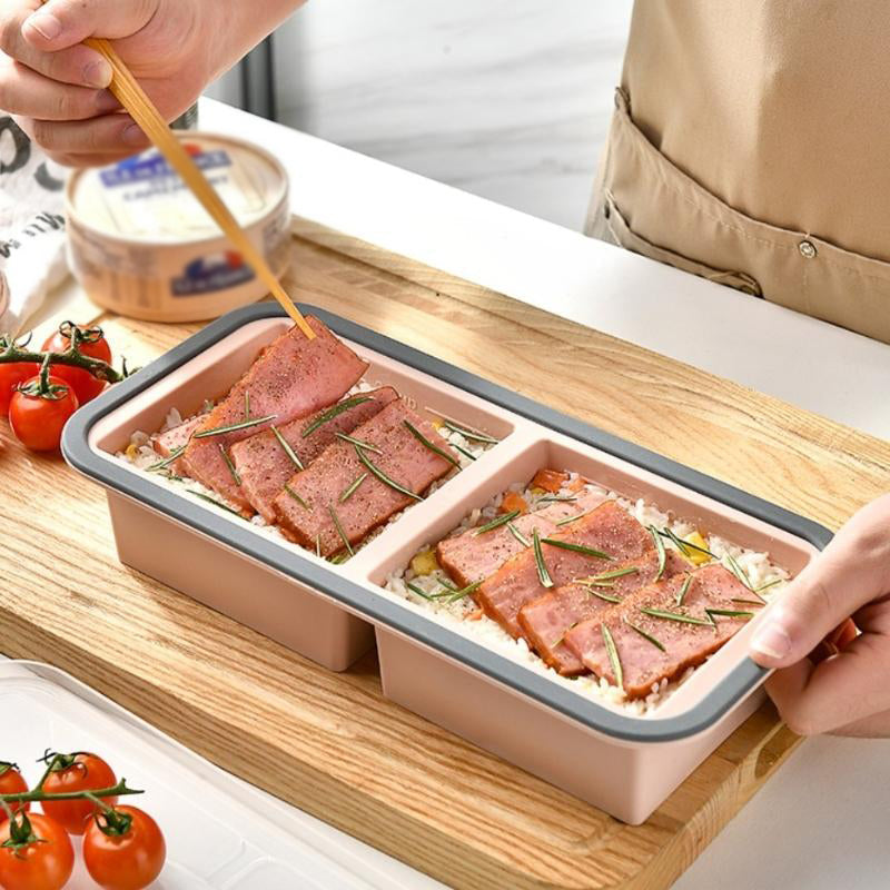 🍱 Silikon-Frischhaltedose mit Fächern und Deckel – Gefrier- und mikrowellengeeignete Lunchbox für Küche und Alltag