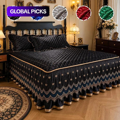 🛏️ 50 % Rabatt – Hochwertiger gesteppter Bettrock im eleganten French-Hotel-Look ✨