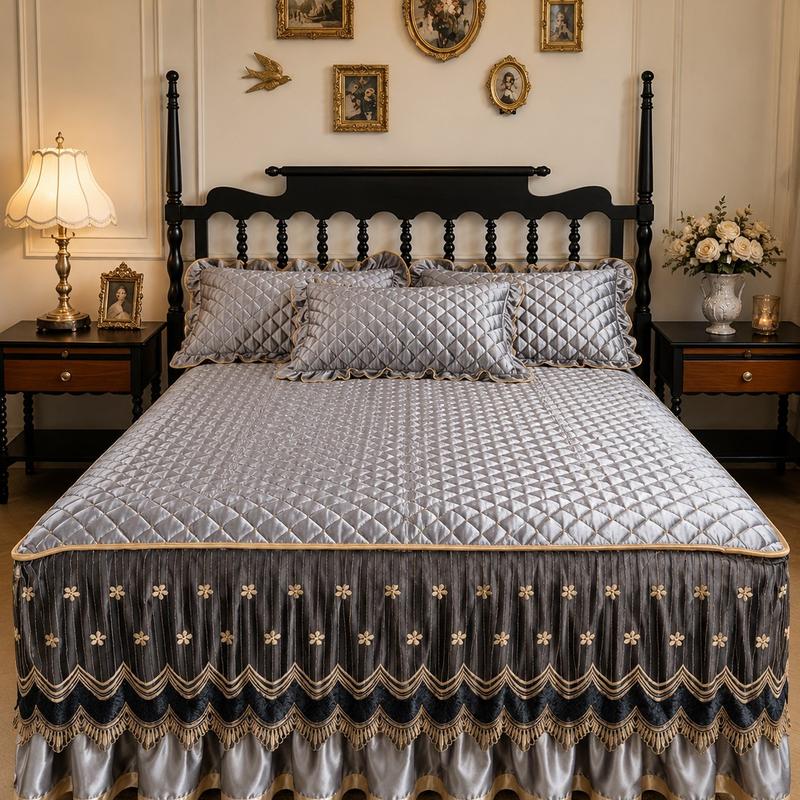 🛏️ 50 % Rabatt – Hochwertiger gesteppter Bettrock im eleganten French-Hotel-Look ✨