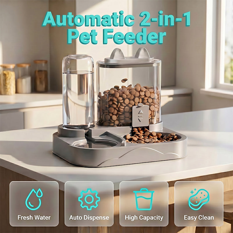 🔥 50% RABATT! 🐱 Automatischer Katzen Futterautomat – Drehbarer Futterspender mit Trinknapf für Katzen