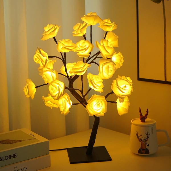 🔥 50% RABATT! 🌹 LED Rosenbaum Lampe – Romantische Blumenleuchte mit USB-Anschluss & Schalter