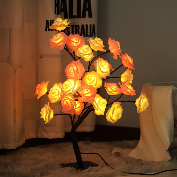 🔥 50% RABATT! 🌹 LED Rosenbaum Lampe – Romantische Blumenleuchte mit USB-Anschluss & Schalter