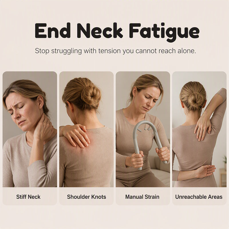 💆‍♀️ 50% Rabatt – Shiatsu Nackenmassagegerät mit langem Griff, handgeführte Rückenmassage, verstellbare Intensität