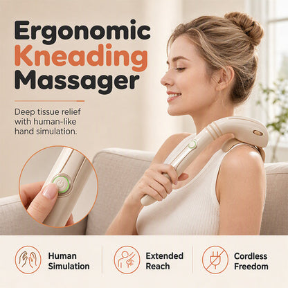 💆‍♀️ 50% Rabatt – Shiatsu Nackenmassagegerät mit langem Griff, handgeführte Rückenmassage, verstellbare Intensität