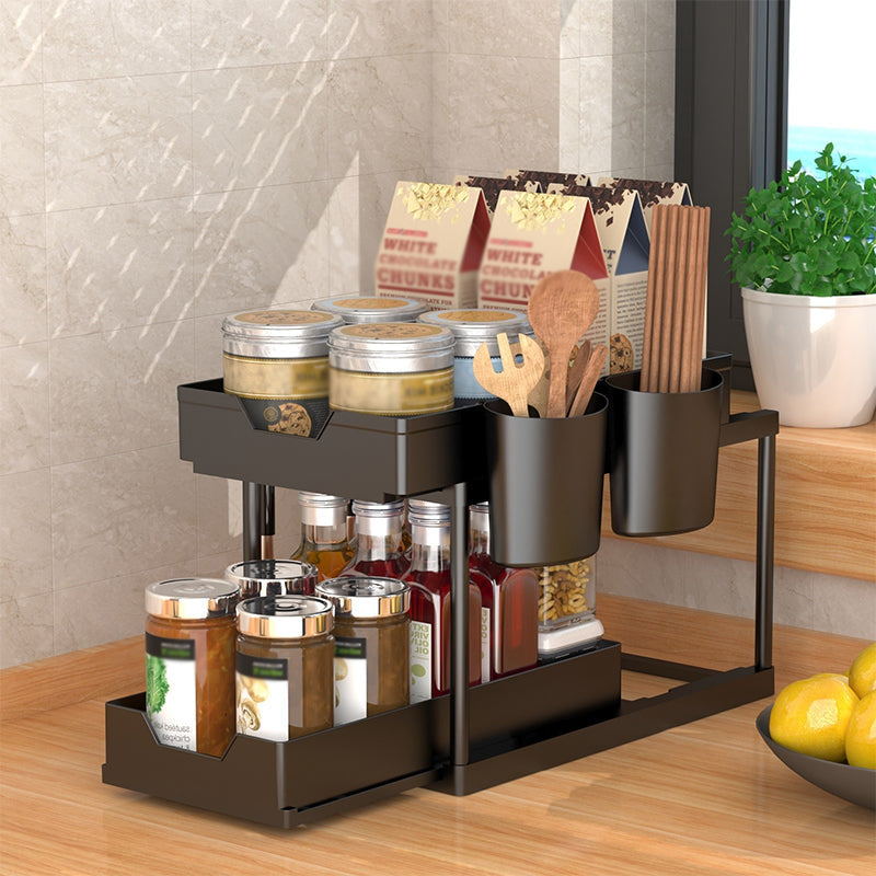 🏠✨ Ausziehbarer Spülenunterschrank Organizer – 2-stufiges Küchenregal für mehr Ordnung unter der Spüle